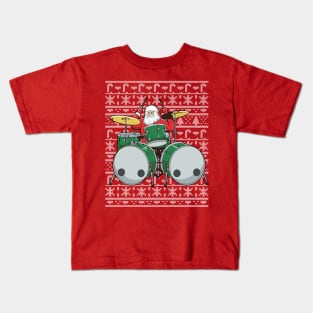 Christmas Santa Claus Drummer Drums Percussion Musician Kids T-Shirt